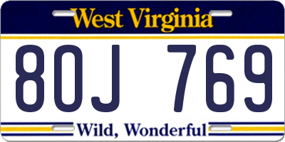 WV license plate 8OJ769