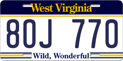 WV license plate 8OJ770