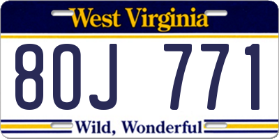 WV license plate 8OJ771