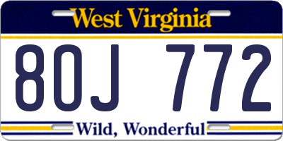 WV license plate 8OJ772