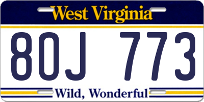 WV license plate 8OJ773