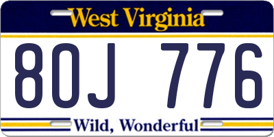 WV license plate 8OJ776