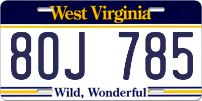 WV license plate 8OJ785