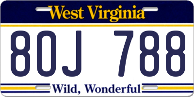 WV license plate 8OJ788