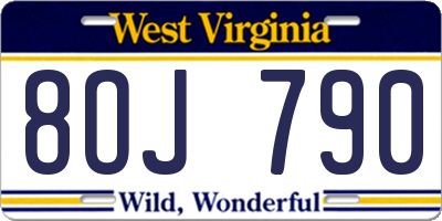 WV license plate 8OJ790