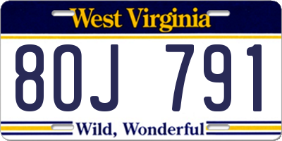 WV license plate 8OJ791