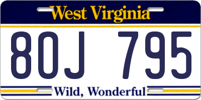 WV license plate 8OJ795