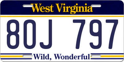 WV license plate 8OJ797