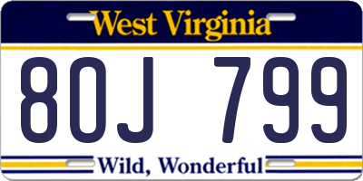 WV license plate 8OJ799