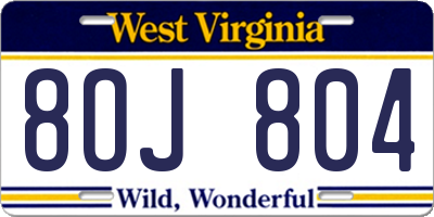 WV license plate 8OJ804