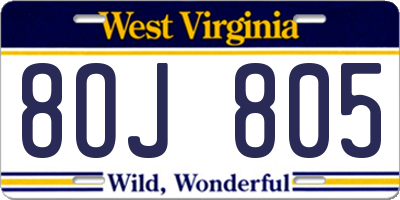 WV license plate 8OJ805