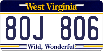 WV license plate 8OJ806