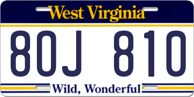 WV license plate 8OJ810