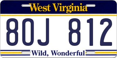 WV license plate 8OJ812