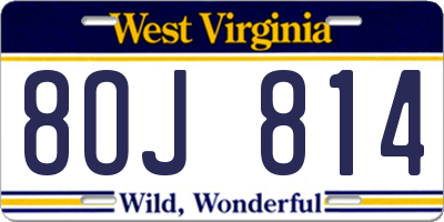 WV license plate 8OJ814