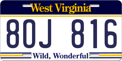 WV license plate 8OJ816