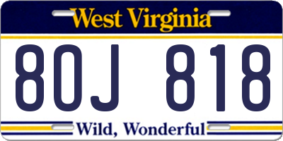 WV license plate 8OJ818