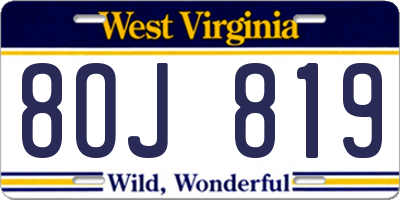 WV license plate 8OJ819