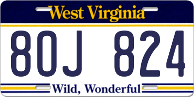 WV license plate 8OJ824