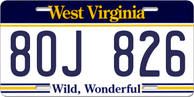 WV license plate 8OJ826