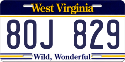 WV license plate 8OJ829