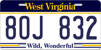WV license plate 8OJ832