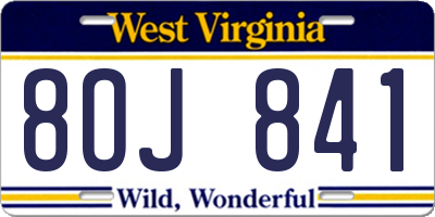 WV license plate 8OJ841