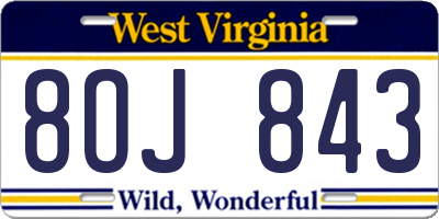 WV license plate 8OJ843
