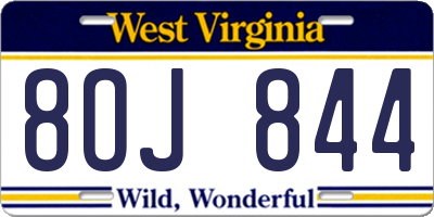 WV license plate 8OJ844