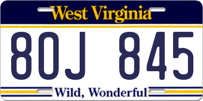 WV license plate 8OJ845