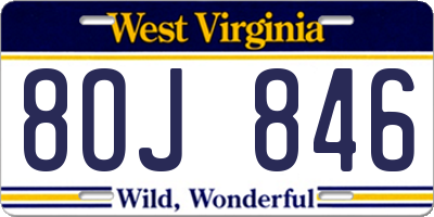 WV license plate 8OJ846