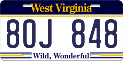WV license plate 8OJ848