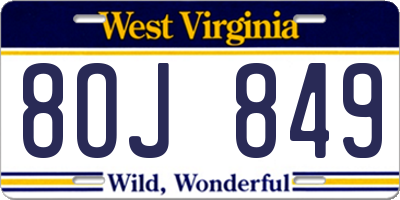 WV license plate 8OJ849