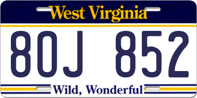 WV license plate 8OJ852