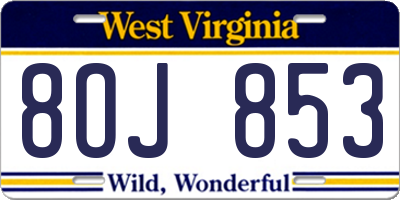 WV license plate 8OJ853