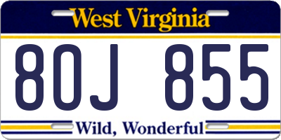 WV license plate 8OJ855
