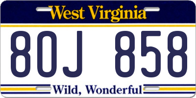 WV license plate 8OJ858