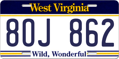 WV license plate 8OJ862