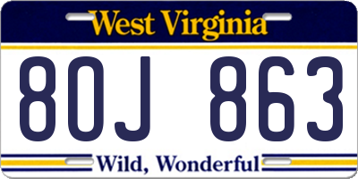 WV license plate 8OJ863