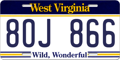 WV license plate 8OJ866