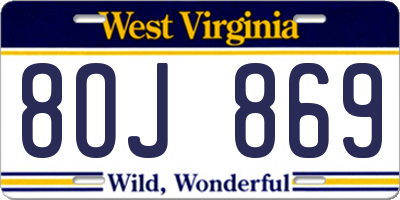 WV license plate 8OJ869