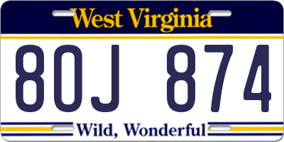 WV license plate 8OJ874