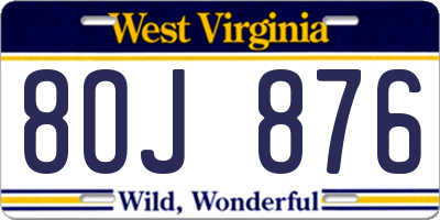 WV license plate 8OJ876