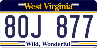 WV license plate 8OJ877