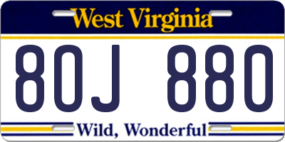 WV license plate 8OJ880