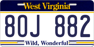 WV license plate 8OJ882
