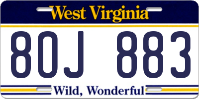 WV license plate 8OJ883