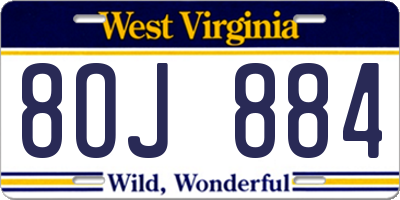 WV license plate 8OJ884