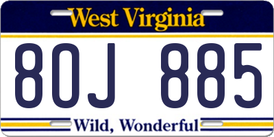 WV license plate 8OJ885