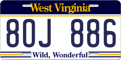 WV license plate 8OJ886